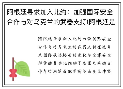 阿根廷寻求加入北约：加强国际安全合作与对乌克兰的武器支持(阿根廷是不是有希望了)